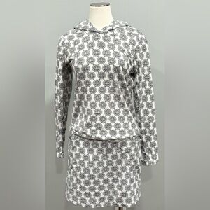 IBKUL White and Black Printed Hooded Dress